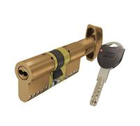 Tesa Assa Abloy TK1B3535L Cilindro de Alta Seguridad TK100 Doble Embrague Latonado 35 x 35 mm Llave, Botón Leva Larga