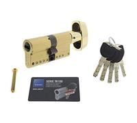 Tesa Assa Abloy TK1B4035L Cilindro de Alta Seguridad TK100 Doble Embrague Latonado 40 x 35 mm Llave - Botón