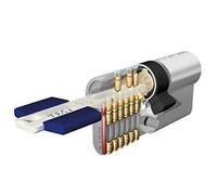 Tesa Assa Abloy TX853050N Cilindro de Alta Seguridad TX80 Doble Embrague Niquelado 30 x 50 mm Llave, Llave Leva Larga