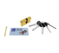 Tesa Assa Abloy, TX853545L, Cilindro de Alta Seguridad, TX80, Doble Embrague, Leva Larga, Llave - Llave, Latonado, 35 x 45 mm
