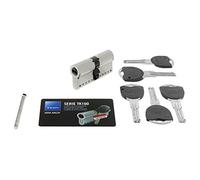 TESA Cilindro de Alta Seguridad TK100, 40 x 50 mm, Niquelado, Llave-Llave, Incluye 5 Llaves, para Puerta de Entrada