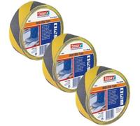 tesa - Cinta adhesiva antideslizante para interiores y exteriores, para escaleras, escaleras y suelos lisos, color negro y amarillo, 15 m x 25 mm, 3 rollos