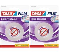 tesa Cinta adhesiva tesafilm sin tijeras 25 mt x 19 mm (Paquete de 2)
