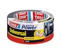 tesa Cinta Adhesiva Universal Extra Power - Celo Adhesivo con Fijación Extra Fuerte - Cinta Multiusos Versátil para Reparaciones, Fijación, Sellado y Más - Negro - 1 Rollo - 25 m x 50 mm
