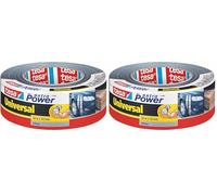 tesa Cinta Adhesiva Universal Extra Power - Celo Adhesivo con Fijación Extra Fuerte - Cinta Multiusos Versátil para Reparaciones, Fijación, Sellado y Más - Gris - 1 Rollo - 50 m x 50 mm (Paquete de 2)