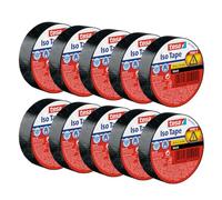 tesa Cinta aislante reparadora adhesiva – Resistente al calor – Negro 10 m x 15 mm 10 rollos