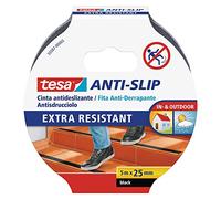tesa Cinta antideslizante 5 m x 25 mm Negro - extra resistente para interiores y exteriores