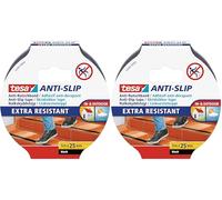 tesa Cinta Antideslizante - Cinta Adhesiva Antideslizante para Interiores y Exteriores - Ideal para Escalones, Rampas y Suelos Resbaladizos - Negro - 5 m x 25 mm (Paquete de 2)