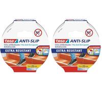 tesa Cinta Antideslizante - Cinta Adhesiva Antideslizante para Interiores y Exteriores - Ideal para Escalones, Rampas y Suelos Resbaladizos - Transparente - 5 m x 25 mm (Paquete de 2)