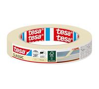 tesa Cinta de Carrocero CLASSIC - Cinta de Enmascarar para Trabajos de Pintura - Sin Disolventes, Removible sin dejar Residuos - 50 m x 19 mm, Blanco