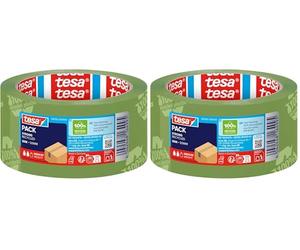 tesa Cinta de embalaje tesapack ECO (50 mm x 66 m), color verde (Paquete de 2)