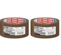 tesa Cinta de embalaje tesapack estándar (66 m x 50 mm), Marrón (Paquete de 2)
