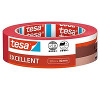 tesa Cinta de Pintar Excellent - Cinta de Carrocero con Soporte de Papel Fino para Enmascarar Trabajos de Pintura en Interiores - Todo tipo de Pinturas y Barnices - 50 m x 30 mm