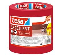 tesa Cinta de Pintar Excellent - Cinta de Carrocero con Soporte de Papel Fino para Enmascarar Trabajos de Pintura en Interiores - Todo tipo de Pinturas y Barnices - 2x 50 m x 50 mm