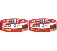 tesa Cinta de Pintar Excellent - Cinta de Carrocero con Soporte de Papel Fino para Enmascarar Trabajos de Pintura en Interiores - Todo tipo de Pinturas y Barnices - 50 m x 30 mm (Paquete de 2)