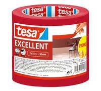 tesa Cinta de Pintar Excellent - Cinta de Carrocero con Soporte de Papel Fino para Enmascarar Trabajos de Pintura en Interiores - Todo tipo de Pinturas y Barnices - 3x 50 m x 30 mm