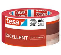 tesa Cinta de Pintar Excellent - Cinta de Carrocero con Soporte de Papel Fino para Enmascarar Trabajos de Pintura en Interiores - Todo tipo de Pinturas y Barnices - 50 m x 50 mm