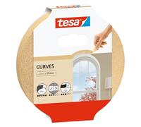 tesa Cinta de Pintor CURVAS - Cinta de Carrocero con Base Crepé Extra Fuerte para Enmascarar Curvas y Formas Irregulares - Superficies Rugosas y Lisas - 25 m x 25 mm