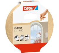 tesa Cinta de Pintor CURVAS - Cinta de Carrocero con Base Crepé Extra Fuerte para Enmascarar Curvas y Formas Irregulares - Superficies Rugosas y Lisas - 25 m x 25 mm (Paquete de 5)