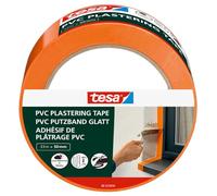 Tesa - Cinta de yeso de PVC con material de soporte de PVC reforzado, para proteger al enyesar al aire libre, resistente a la temperatura, rasgable a mano, naranja, 33 m x 50 mm