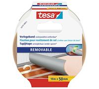 tesa Cinta doble cara para moquetas y alfombras removible sin residuos 10 m x 50 mm blanco