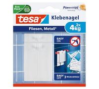 tesa Clavo adhesivo para azulejos y metal – Gancho de tira, alta resistencia 4 kg