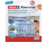 Tesa Colgador Hogar Tape Adhesivo Reutilizable Rectangular Grande Con 4 Tiras Large Classico Plastico Blanco 2 PZ: Colgador rectangular grande Tesa para el hogar con 4 tiras adhesivas reutilizables La