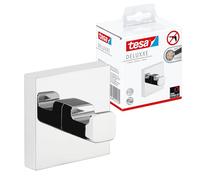 tesa Colgador pequeño DELUXXE, metal cromado brillante, autoadhesivo, tecnología adhesiva de montaje, 50mm x 50mm x 39mm