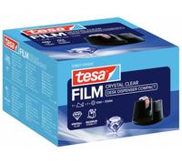 tesa Compact Dispensador de sobremesa - 1 rollo Crystal Clear - Negro | Dispensador de sobremesa con 1 rollo de 10 m x 15 mm - Base antideslizante para una sujeción segura