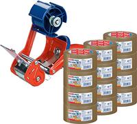 tesa Dispensador de cinta de embalar, modelo "Comfort", para rollos de hasta 66 m x 50 mm (+ 12 rollos ultra fuertes), color marrón