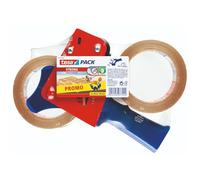 tesa Dispensador de Cintas de Embalaje y tesapack Fuerte en Set , 2 Cintas de para Embalajes con 1 Dispensador , Transparente , 66 m x 50 mm