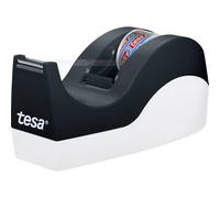 tesa Dispensador de cinta EasyCut® ORCA – Base antideslizante – Incluye rollo 10m x19mm Negro/Blanco