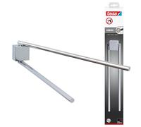 tesa Ekkro Colgador de toallas con dos brazos, de metal cromado brillante, autoadhesivo, tecnología de montaje adhesiva, 80 x 50 x 420 mm