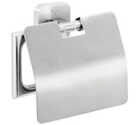 tesa ESTEETIC - portarrollos para Papel Higiénico con Tapa - Montaje sin Taladrar - Alta Fuerza de Fijación con Tecnología Power.Kit - 47 x 141 x 131 mm - Acero Inoxidable