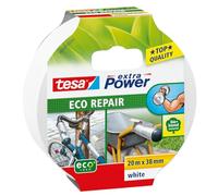 tesa extra Power Eco Repair Cinta de tela - Blanca - 20 m x 38 mm | Cinta de reparación ecológica - Gran fijación y resistencia al desgarro - Para montar, reparar y sellar