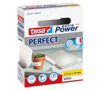 tesa extra Power Perfect Cinta de tela - Blanca - 2,75 m x 19 mm | Cinta adhesiva reforzada con tejido - Para manualidades, reparar, fijar, reforzar y escribir - Interior y exterior