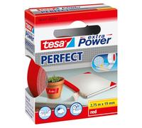 tesa extra Power Perfect Cinta de tela - Roja - 2,75 m x 19 mm | Cinta adhesiva reforzada con tejido - Para manualidades, reparar, fijar, reforzar y escribir - Interior y exterior