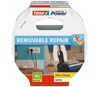 tesa extra Power Removal Repair - cinta de tela resistente con gran adhesión - fácil de rasgar a mano - se retira sin dejar marcas - 10m x 38mm - blanco