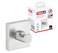 tesa EXXCLUSIV Gancho para toallas - 50 x 50 x 39 mm | Gancho de bańo sin taladrar - Acabado de acero inoxidable - Adhesivo incluido
