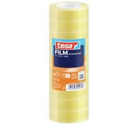 tesa film standard, Cinta Adhesiva Multiuso Transparente para el Hogar, la Oficina y la Escuela, 33 m x 15 mm, 10 Piezas