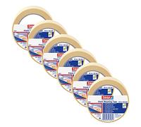 tesa fix 64621 Cinta adhesiva doble estándar resistente a la humedad para fijación y fijación, cinta adhesiva transparente, 25 m x 5 cm, paquete de 6 unidades