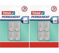 tesa Gancho permanente rectangular, tamaño S, metal (Paquete de 2)