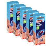 tesa GLUE ROLLER Permanent - 5 rollers adhesivos - 8,5 m x 8,4 mm | Adhesivo permanente - Aplicación precisa y sin disolventes - Para papel, cartón y fotos en la oficina y el hogar