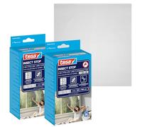 tesa INSECT STOP 2-in-1 Pollen and Fly Screen Premium - corte a medida, protección transparente contra polen, cinta autoadhesiva, antracita - 2x 130 x 150 cm