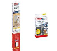 tesa Insect Stop ALU COMFORT mosquitera para puertas - Mosquitera con marco de aluminio y Clear View - Blanca, 100 cm x 220 cm + juego adaptador mosquitera tesa Insect Stop