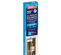 tesa Insect Stop ALU COMFORT Puerta Mosquitera con Marco de Aluminio y Vista Despejada - Mosquitera para Puertas - Blanca, 100 cm x 220 cm