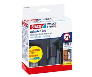 tesa Insect Stop FALT - Adaptador de puerta para marcos de aluminio - Abrazadera para montar marcos de puertas mosquiteras sin necesidad de taladrar ni atornillar - Gris antracita
