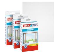 tesa INSECT STOP H&L Fly Screen for Window - mosquitera con cinta autoadhesiva, corte a medida, sin taladrar, blanco - 3x 110 x 130 cm