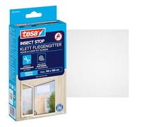 tesa INSECT STOP H&L Fly Screen for Window - mosquitera con cinta autoadhesiva, corte a medida, sin taladrar - 1 red - 110 x 130 cm - blanco