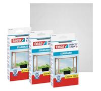 tesa INSECT STOP H&L Fly Screen for Window - mosquitera con cinta autoadhesiva, corte a medida, sin taladrar, antracita - 3x 110 x 130 cm